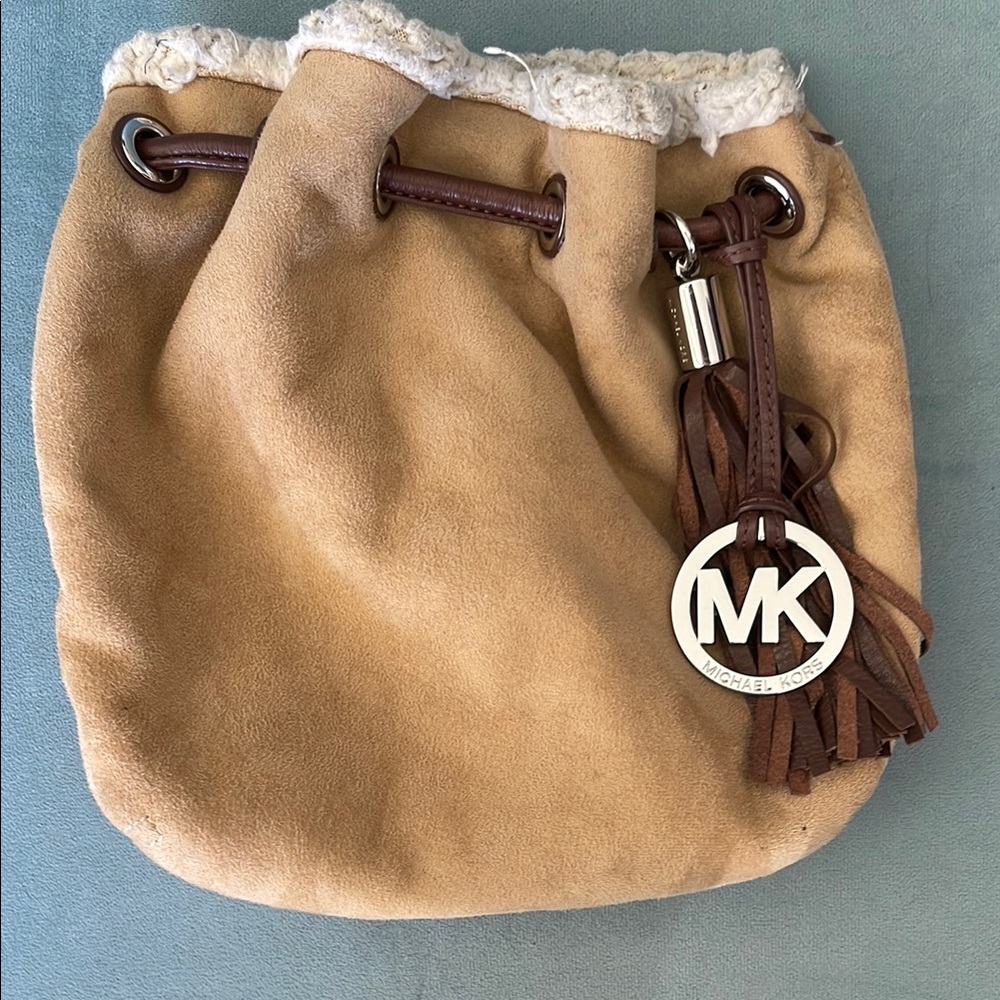 Michael Kors Tan Suede Drawstring Bag